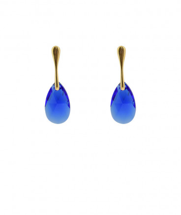 Boucles d'oreilles clip plaqué or cristal bleu