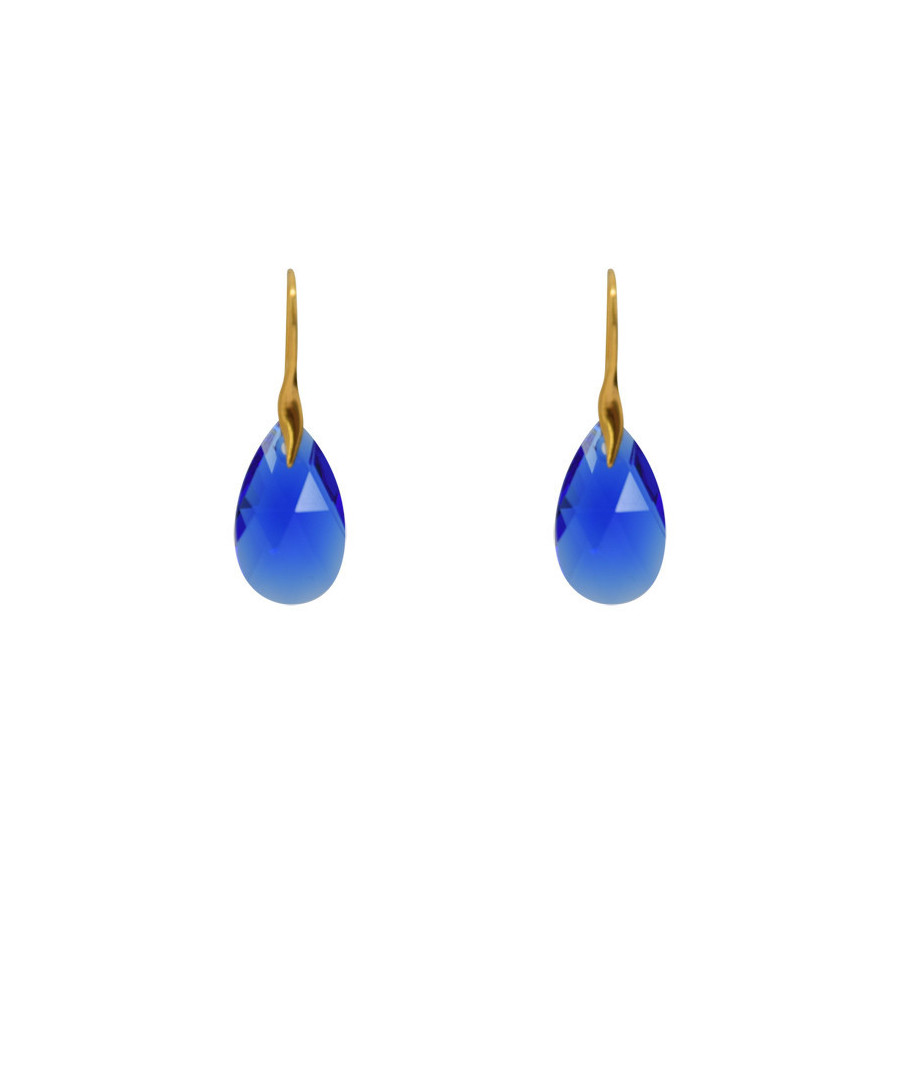 Boucles d'oreilles plaqué or cristal bleu