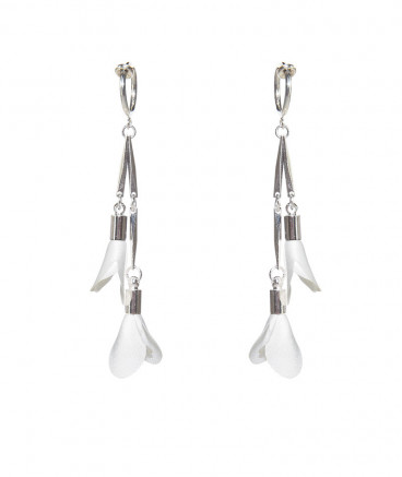 Boucles d'oreilles clip fleurs blanches