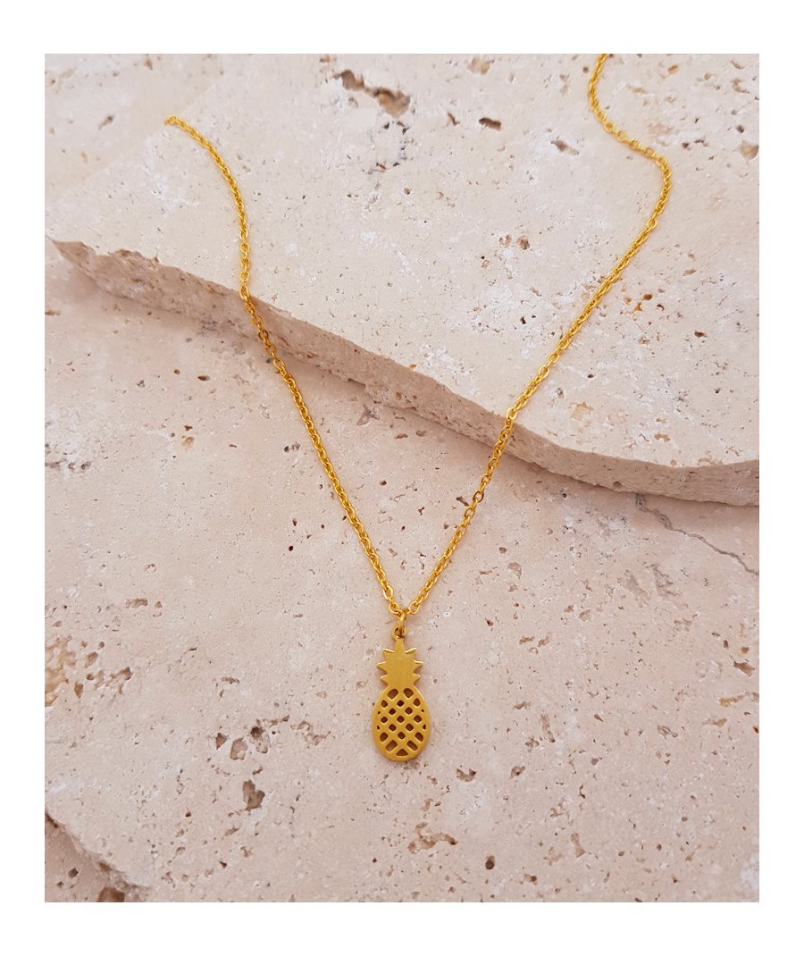 Pendentif ananas acier doré