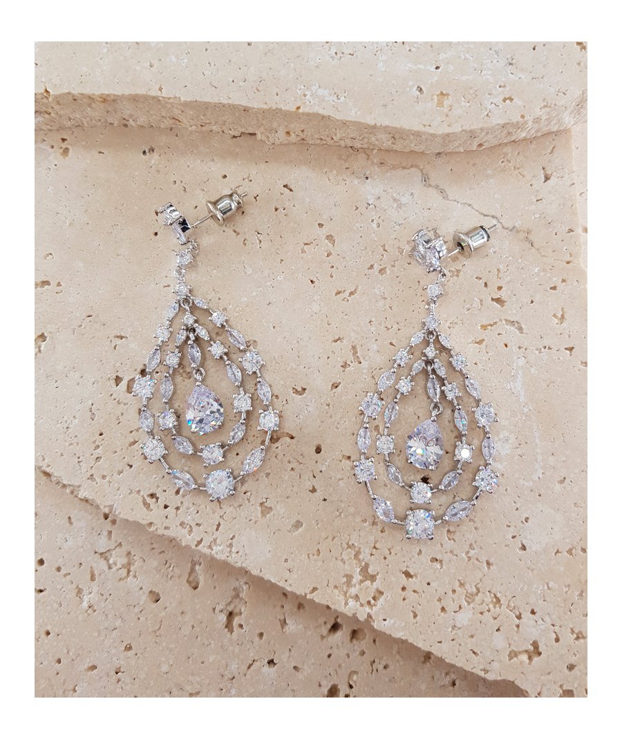 Boucles d'oreilles pendantes goutte zirconium