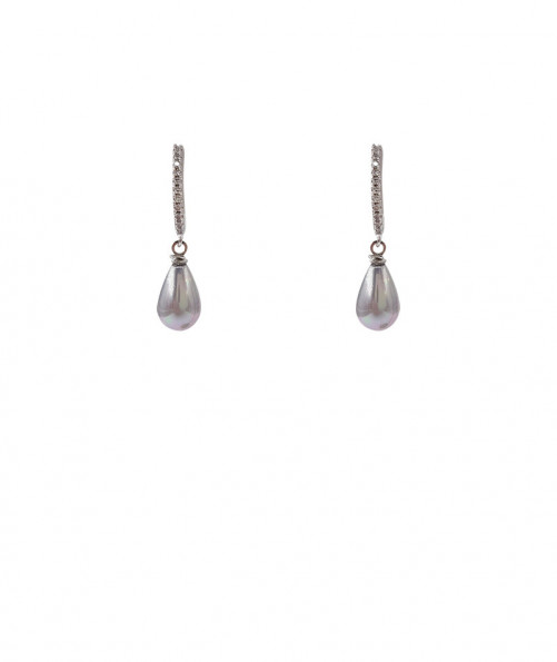 Boucles oreilles clip perle grise et zirconium