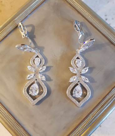 Boucles oreilles clip strass mariage