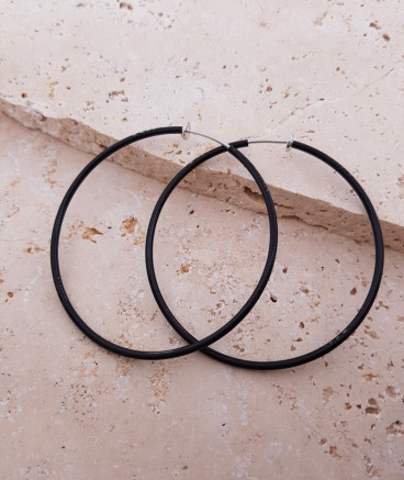 Créoles à clip noires 6 cm