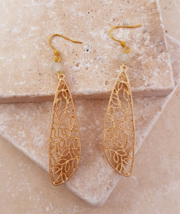 Boucles d'oreilles filigrane aile dorée