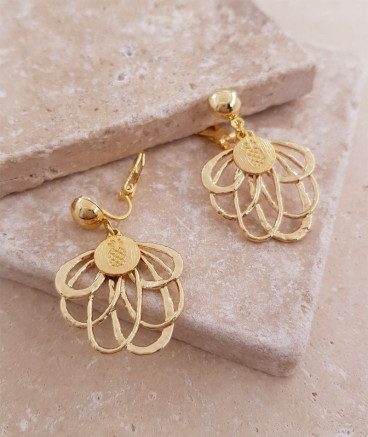 Boucles d'oreilles clip pendant libellule ananas