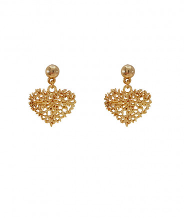 Boucles d'oreilles clip pendant coeur doré