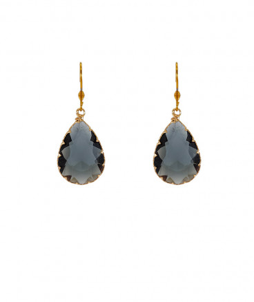 Boucles d'oreilles goutte cristal noir serti