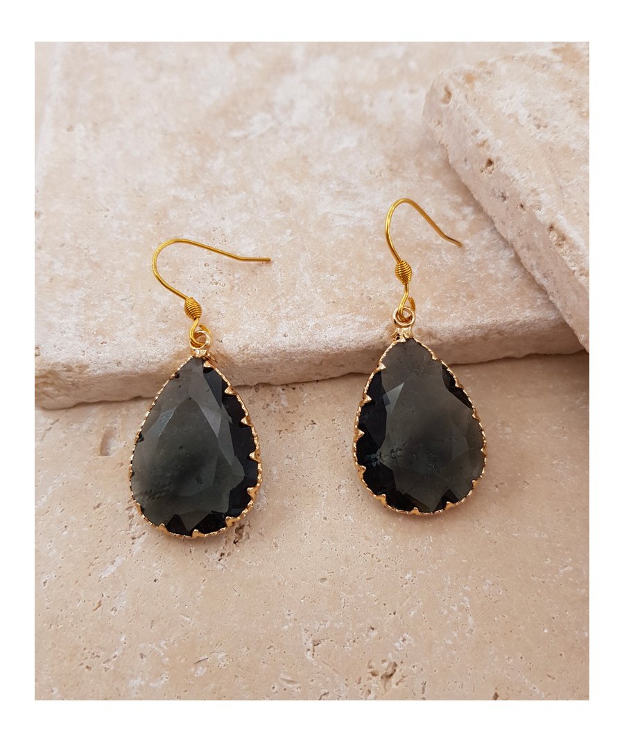 Boucles d'oreilles goutte cristal noir serti