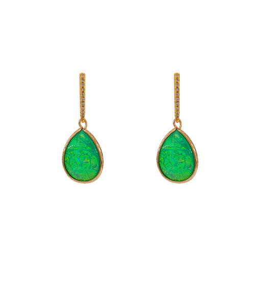 Boucles d'oreilles clip opale verte