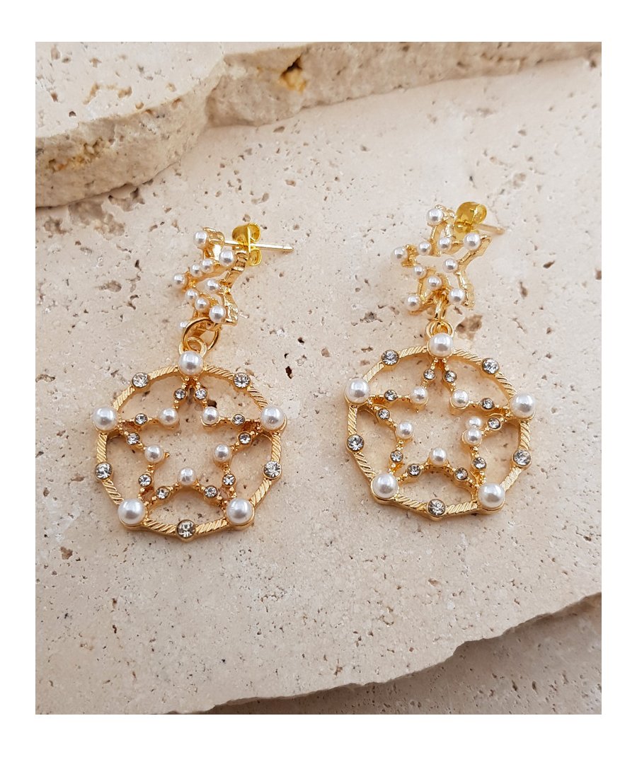 Boucles oreilles étoile perles strass