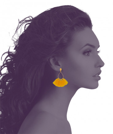 Boucles oreilles pompons jaune or