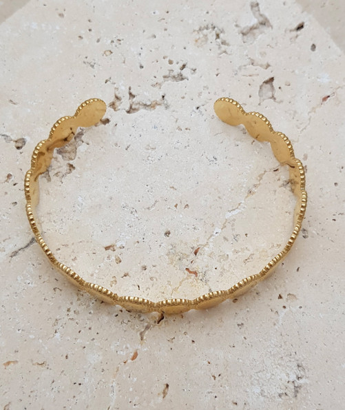 Bracelet jonc médaillons ovales acier doré 1 cm