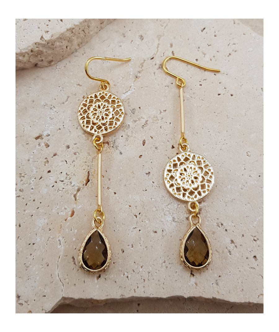 Boucles d'oreilles asymétriques cristal topaze