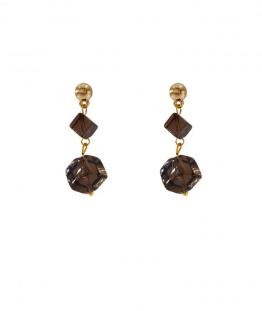 Boucles d'oreilles quartz fumé