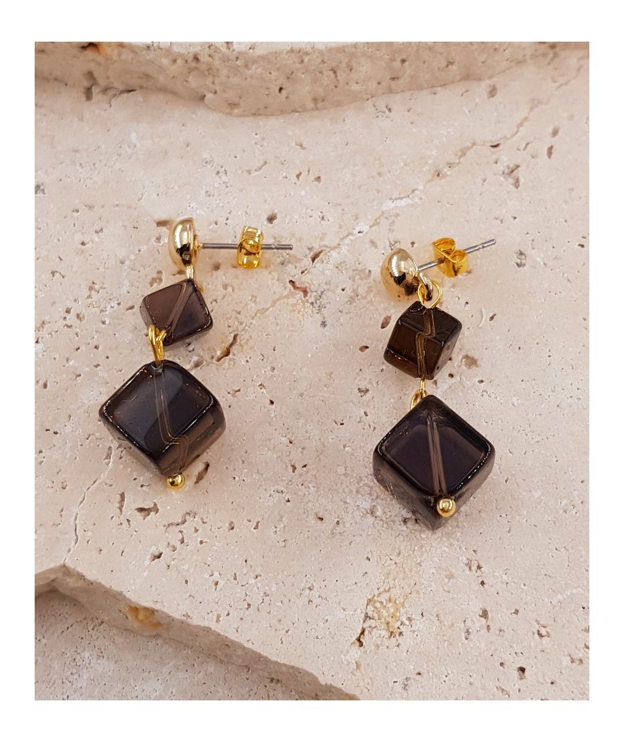Boucles d'oreilles quartz fumé