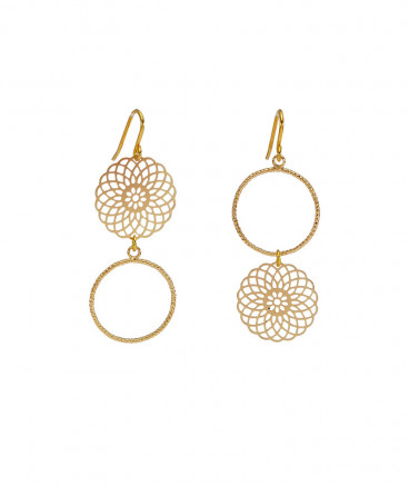 Boucles d'oreilles asymétriques filigrane doré