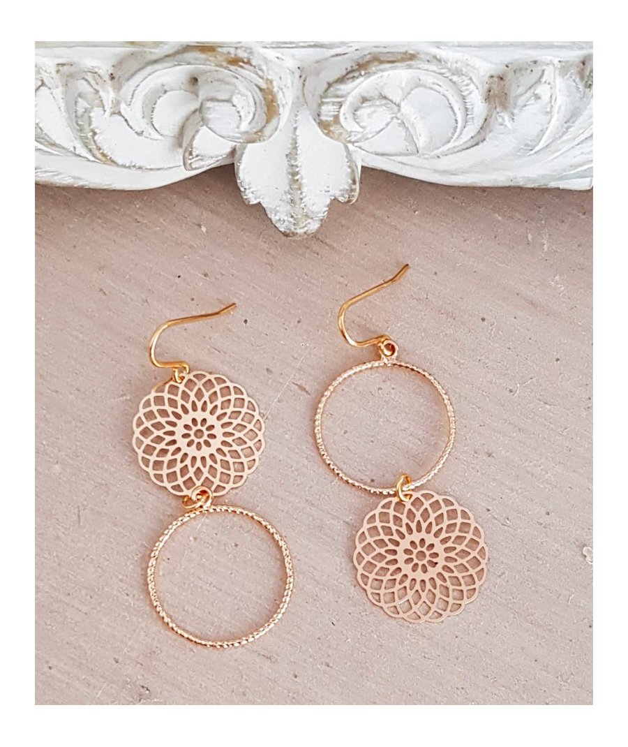 Boucles d'oreilles asymétriques filigrane doré