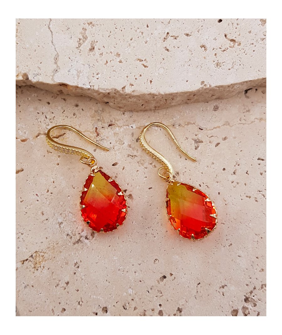 Boucles d'oreilles cristal jaune orange