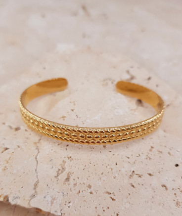 Bracelet jonc ciselé acier doré 0,7 cm