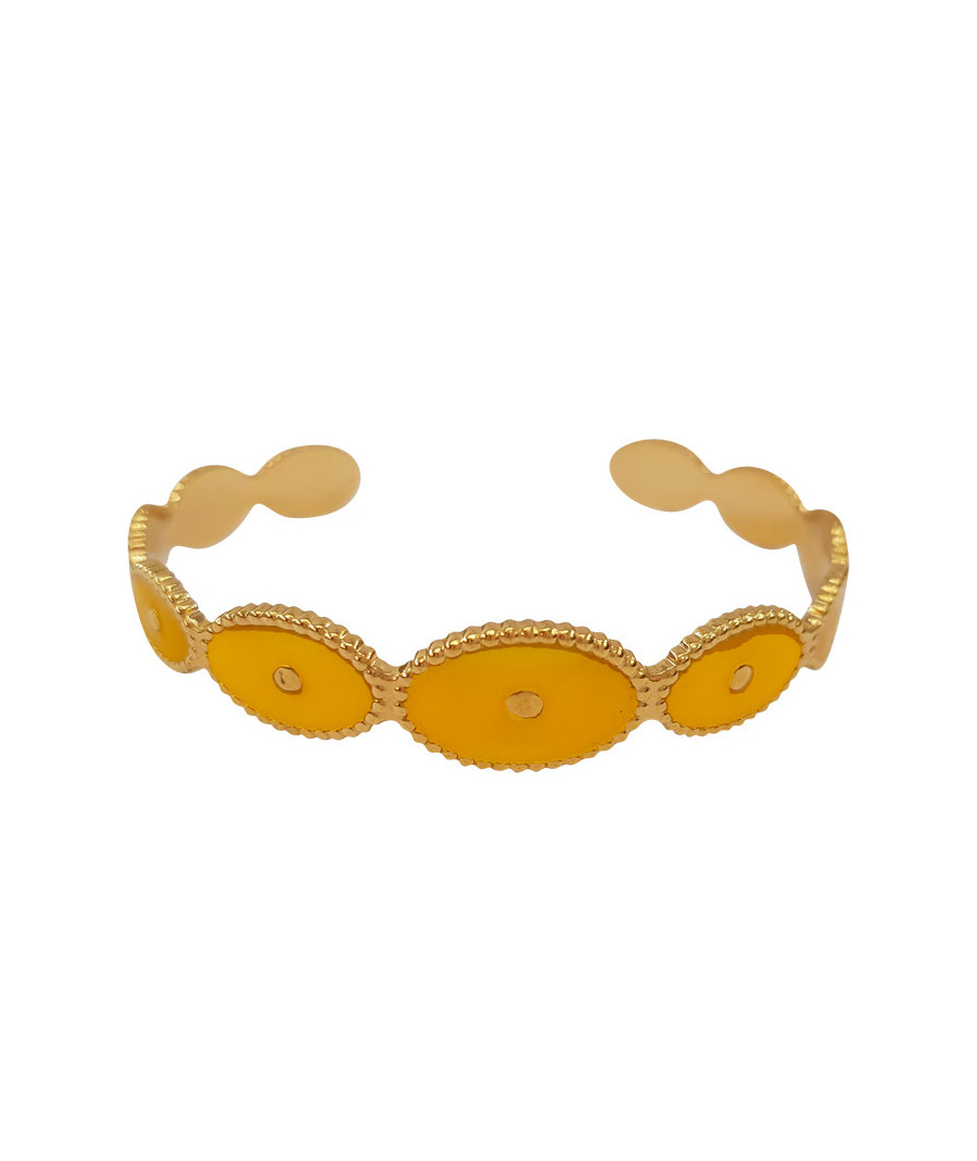 Bracelet jonc médaillons acier doré jaune or