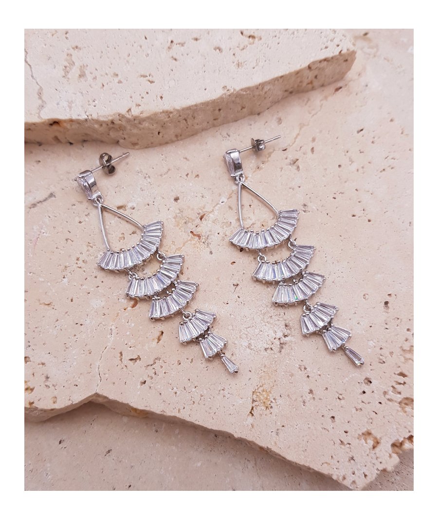 Boucles oreilles zirconium éventail