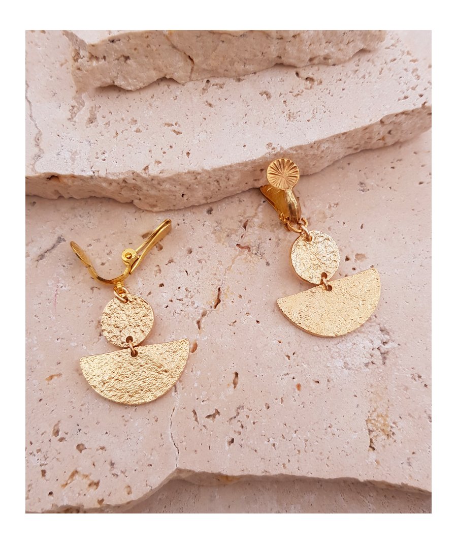 Boucles D'oreilles à Clip Sans Perçage JOLCHIF - Forme Nœud Doré Avec Perles, Plaqué Or 18 Carats