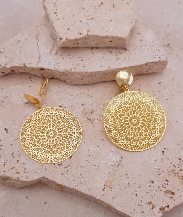 Boucles oreilles clips filigrane doré