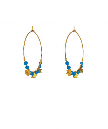 Boucles d'oreilles créoles turquoise étoiles