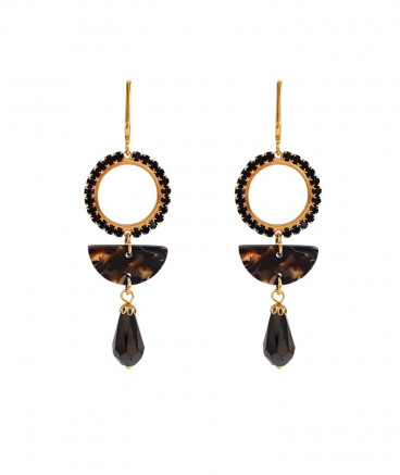Boucles d'oreilles à clip pendantes noires  (non percées)