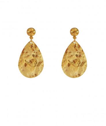 Boucles d'oreilles clips plaqué or gouttes martelées
