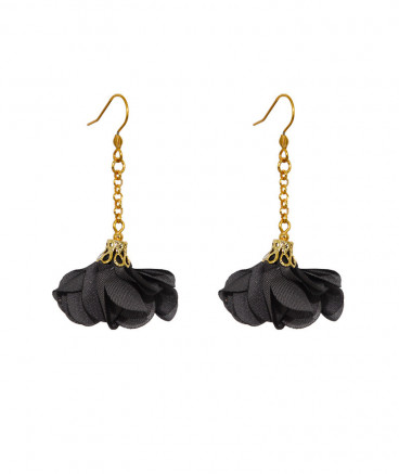 Boucles d'oreilles fleur grise