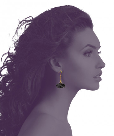 Boucles d'oreilles fleur grise