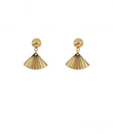 Boucles d'oreilles à clips plaqué or éventail
