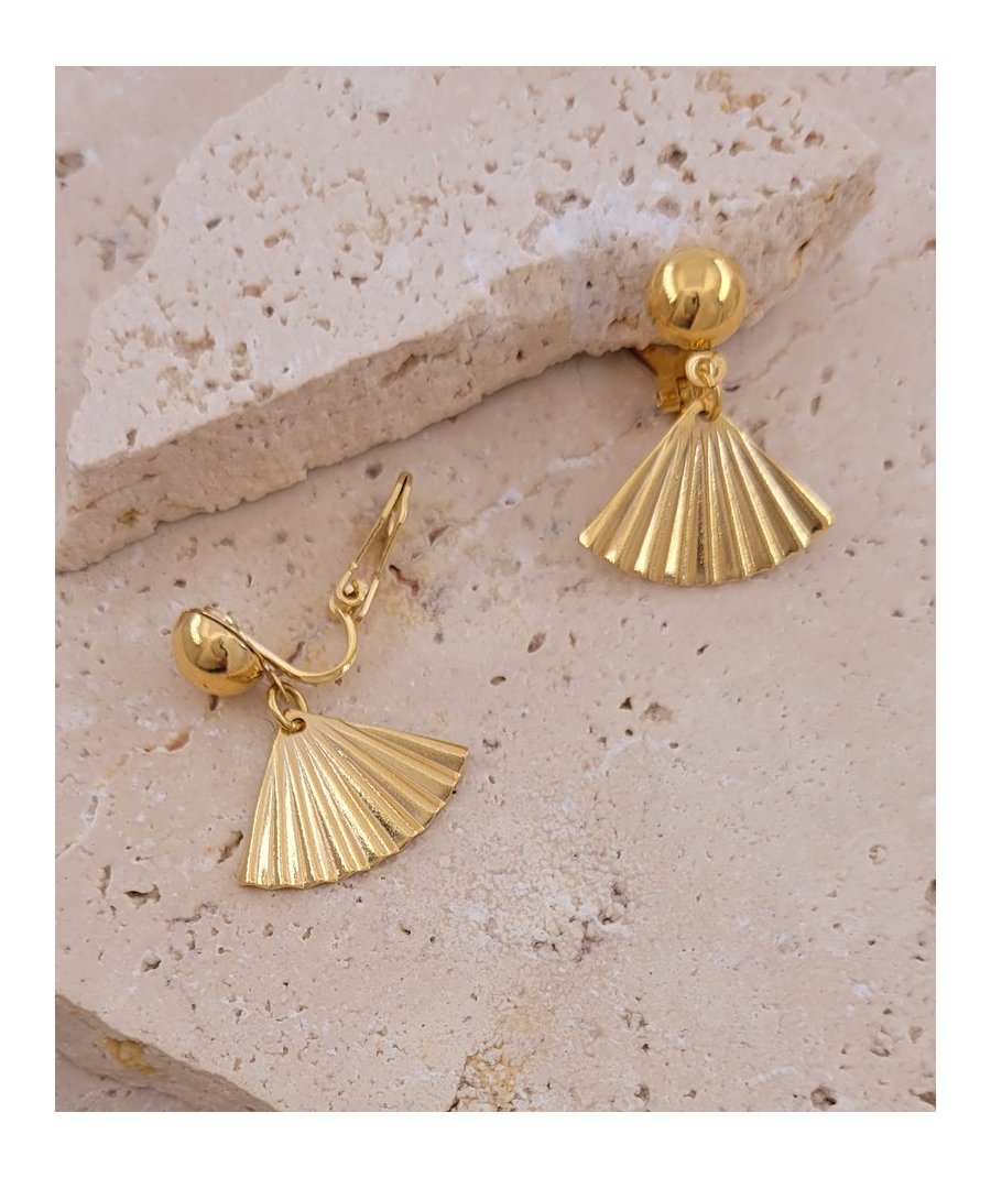 Boucles d'oreilles à clips plaqué or éventail