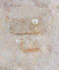 Boucles oreilles clip plaqué or perle nacrée 5 mm