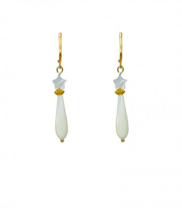 Boucles d'oreilles clip nacre  goutte