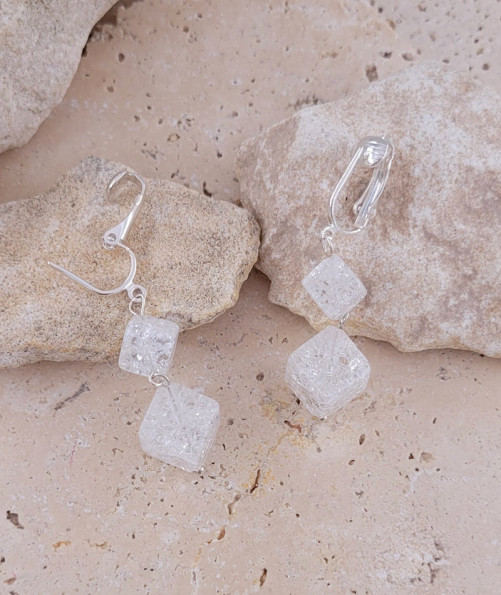 Boucles oreilles clip cristal de roche