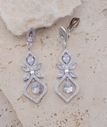 Boucles oreilles clip strass mariage