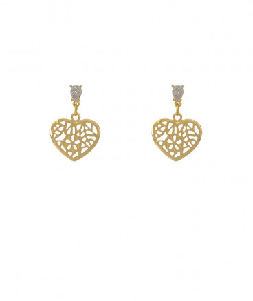 Boucles d'oreilles clip pendant coeur doré
