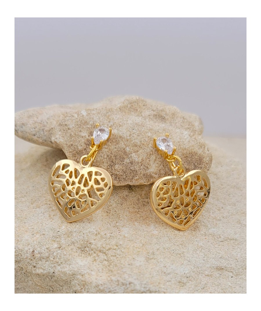 Boucles d'oreilles clip pendant coeur doré