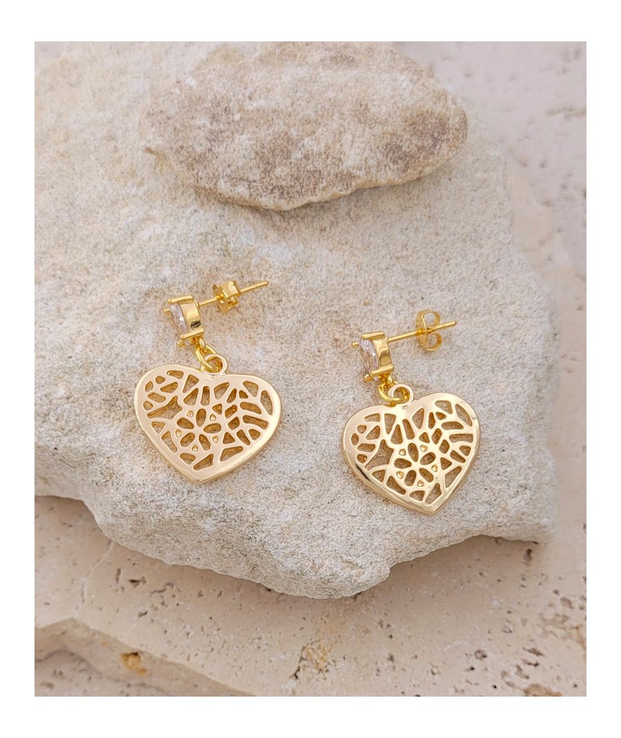 Boucles d'oreilles pendant coeur doré