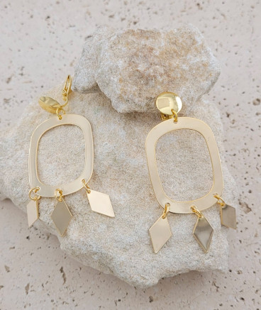 Boucles d'oreilles clips géométriques dorées