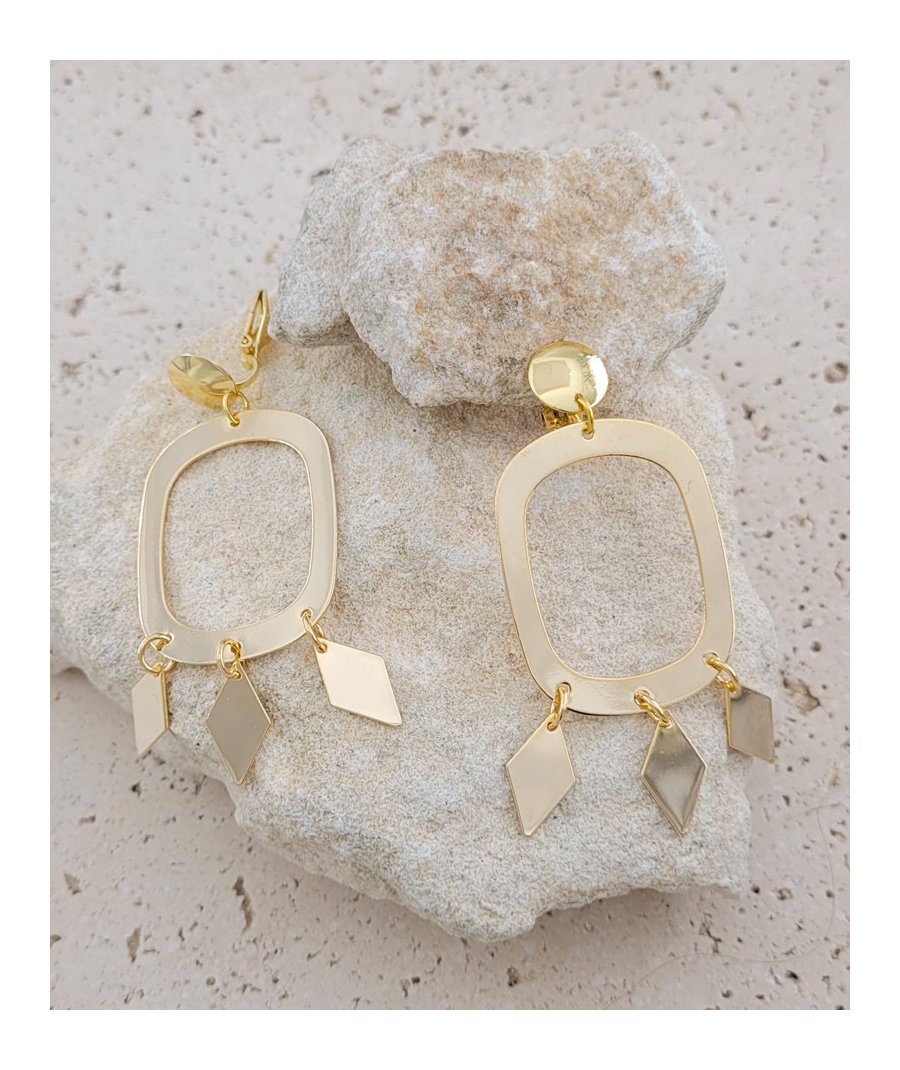 Boucles d'oreilles clips géométriques dorées
