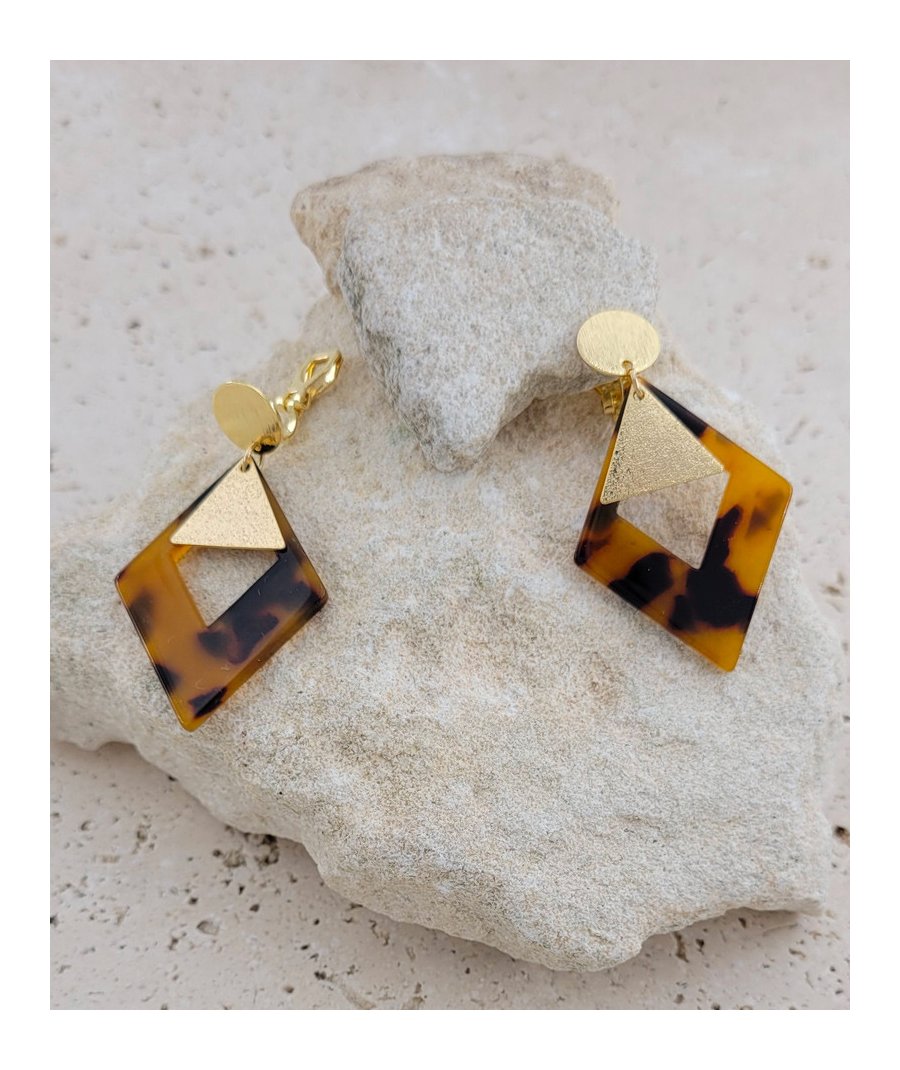 Boucles oreilles à clips losange écailles