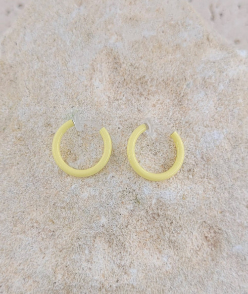 Créoles à clip jaunes 13 mm