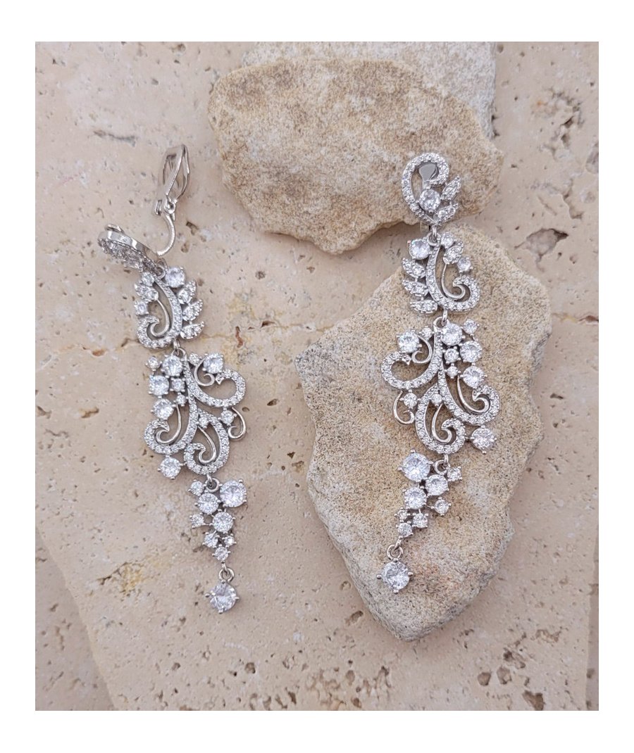 Boucles d'oreilles clip arabesque zirconium