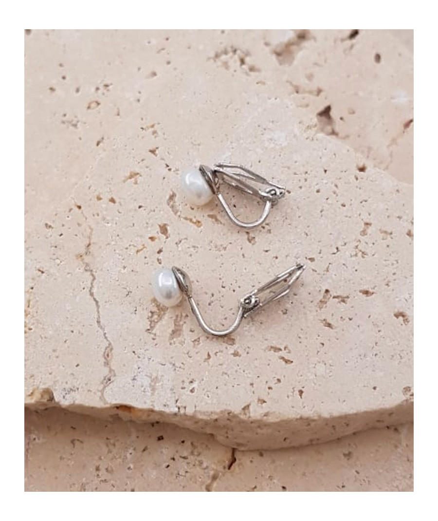 Boucles oreilles clip rhodiées perle nacrée 6 mm