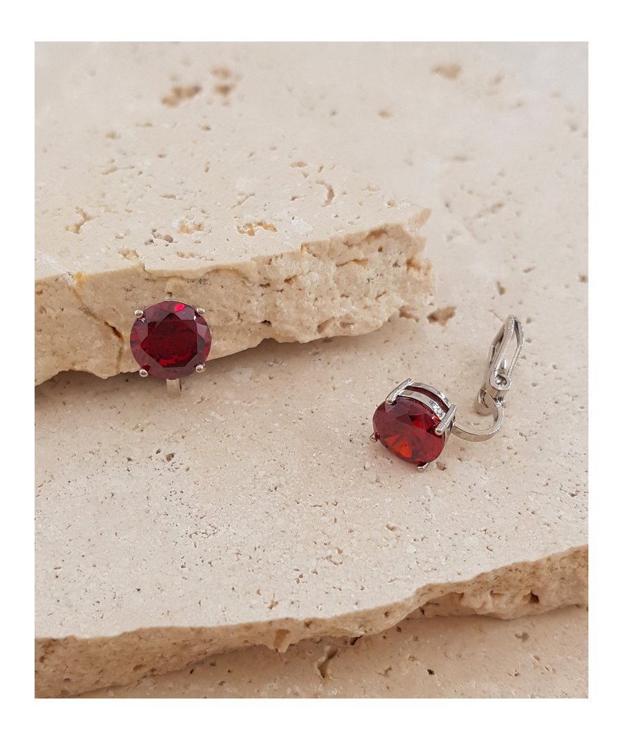Boucles d'oreilles clip solitaire rubis