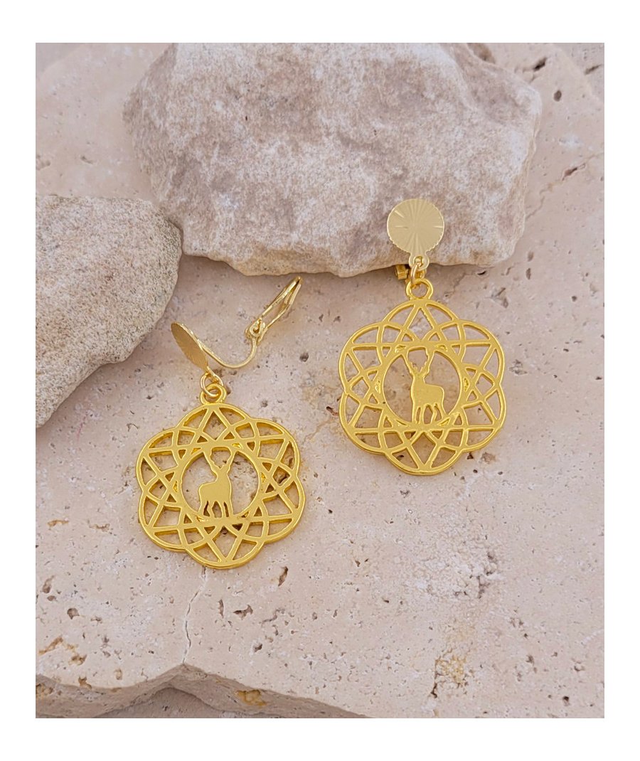 Boucles d'oreilles clips dorées cerf (non percées)